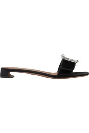Dolce & Gabbana Skor, Dam, 37 1/2 EU, Läder, Kristallspänne Velvet Slides Klack Sandaler