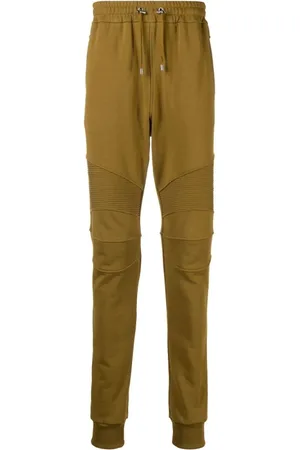 Balmain Byxor, Herr, 2Xl, Bomull, Räfflad Grön Flock Sweatpant