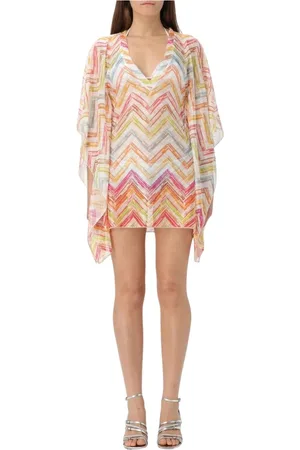 Missoni Badkläder, Dam, M, Rosa Chevron Stickad Strand CoverUp