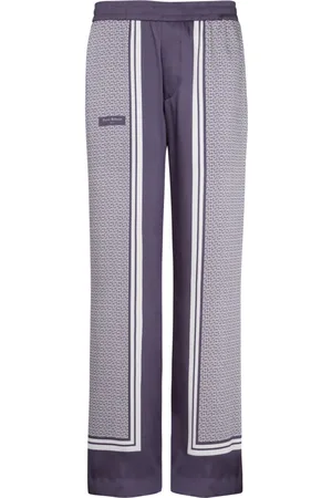 Balmain Byxor, Herr, M, Polyester, Monogrammönstrade avslappnade byxor