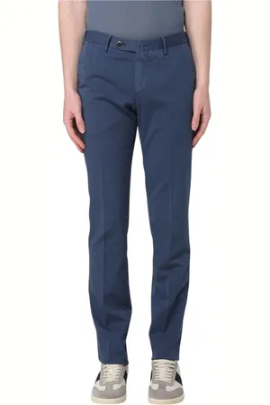 PT Torino Byxor, Herr, L, Blå Straight Fit Chinos Byxor