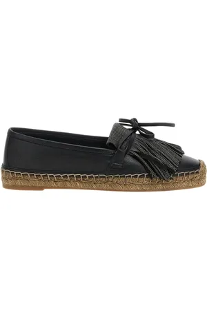 Brunello Cucinelli Skor, Dam, 39 EU, Läder, Svart Läder Frans Espadriller