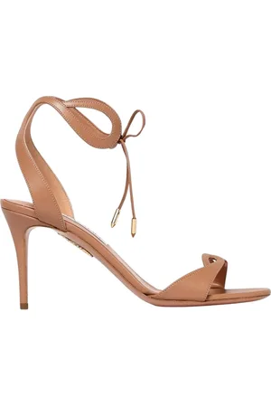 Aquazzura Skor, Dam, 38 EU, Läder, Rosa Läder Platta Sandaler