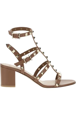 VALENTINO GARAVANI Skor, Dam, 37 EU, Läder, Svart Rockstud Klack Sandaler