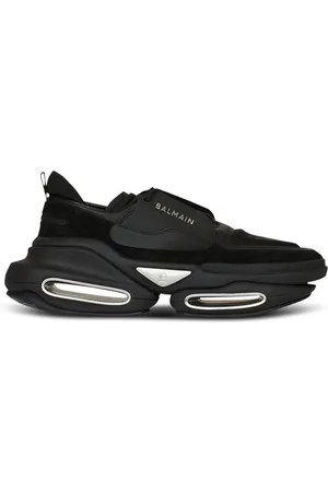 Balmain Skor, Herr, 45 EU, Mocka, Svarta B-Bold Low-Top Sneakers