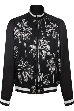Balmain Jacka, Herr, M, Bomberjacka med tryckt palmträd i satin