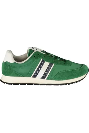 Tommy Hilfiger Skor, Herr, 45 EU, Polyester, Gröna polyester sneakers för män