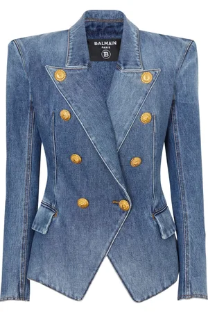 Balmain Jacka, Dam, S, Bomull, 8-knappig jeansjacka