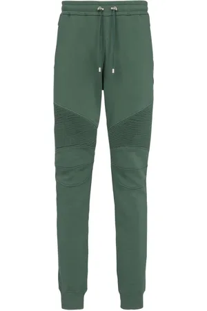 Balmain Byxor, Herr, XL, Bomull, Bomulls sweatpants med flocked Paris logo