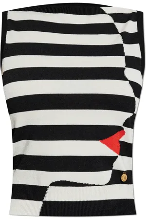 Balmain Stickade tröjor & koftor, Dam, S, Väst med randigt mönster