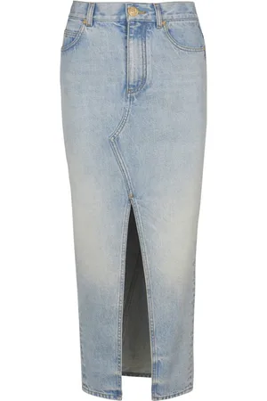 Balmain Kjol, Dam, XS, Denim, Denim midi kjol