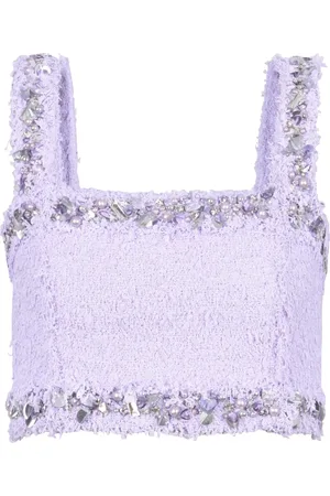 Balmain Topp, Dam, M, Tweed, Tweed bh-top med broderade detaljer