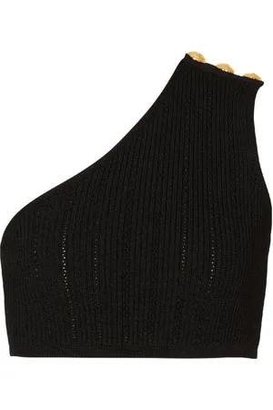 Balmain Topp, Dam, M, Polyester, Asymmetrisk Stickad Topp med En Axel