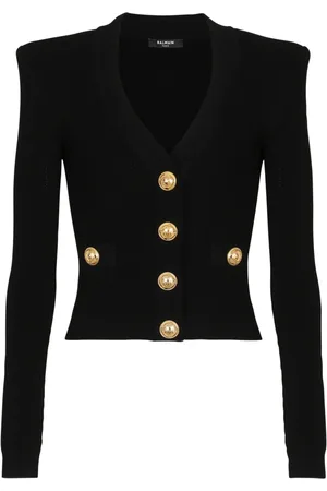 Balmain Stickade tröjor & koftor, Dam, S, Polyester, Kort stickad kofta