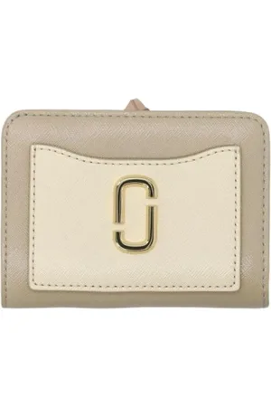 Marc Jacobs Accessoarer, Dam, ONE Size, Läder, Rosa Kompakt Plånbok med Tryckknappstängning