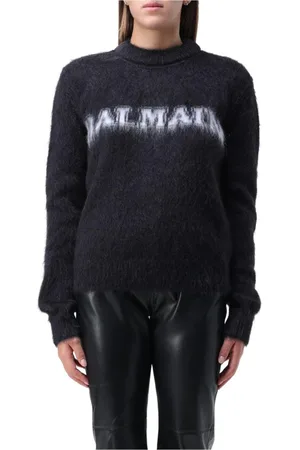 Balmain Stickade tröjor & koftor, Dam, S, Lyxig Mohair Ull Pullover Tröja