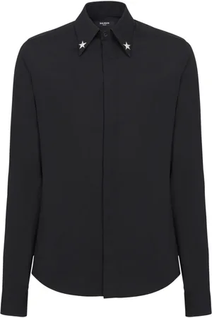 Balmain Skjorta, Herr, XL, Bomull, Broderad Stjärnskjorta