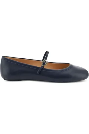 Gianvito Rossi Skor, Dam, 38 EU, Denim, Denim Ballerina Flats med Fotledsrem