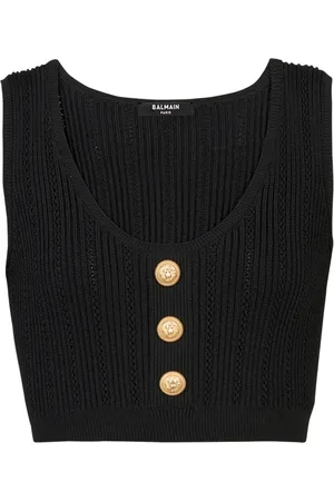 Balmain Topp, Dam, S, Polyester, Eko-designad stickad crop top