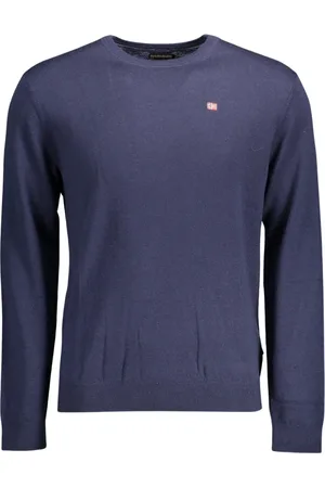 Napapijri Stickade tröjor & koftor, Herr, 3Xl, Blå Ulltröja med Broderi