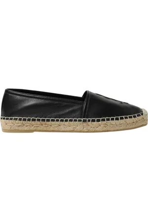 Saint Laurent Skor, Dam, 38 EU, Svart Logo Espadrille Casual Flats