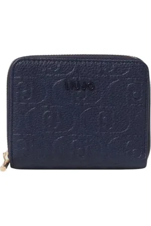 Liu Jo Accessoarer, Dam, ONE Size, Läder, Blå Präglad Plånbok Med Dragkedja Stilfull