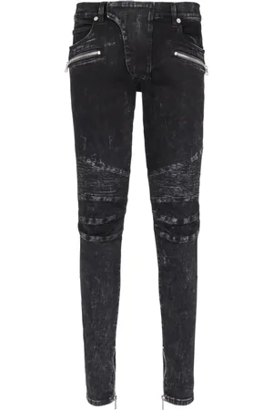 Balmain Jeans, Herr, W32, Denim, Slim-fit denim jeans med ribbade detaljer