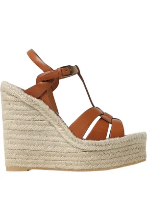 Saint Laurent Skor, Dam, 36 1/2 EU, Läder, Läder Kil Sandaler