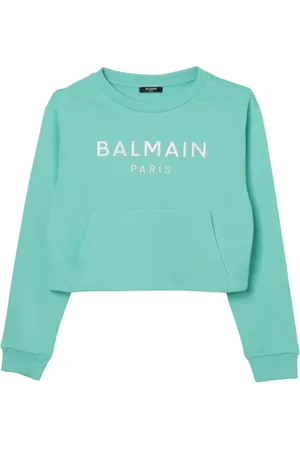 Balmain Topp, unisex, 164 CM, Barn Crewneck Sweater med Ribbed Trims