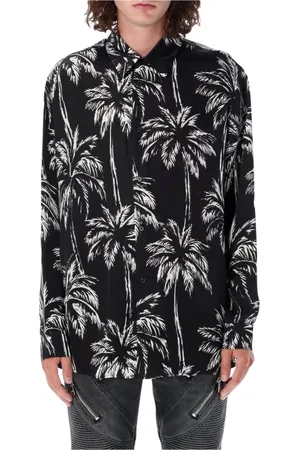 Balmain Skjorta, Herr, M, Silke Palm Tree Print Skjorta