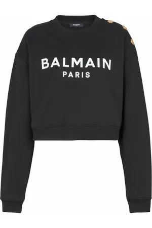 Balmain Sweatshirts & Hoodies, Dam, L, Bomull, Tryckt Paris sweatshirt