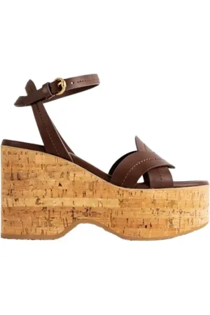 Gianvito Rossi Skor, Dam, 40 EU, Läder, Brun Kork Plattforms Sandaler