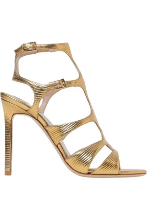 Tom Ford Skor, Dam, 37 1/2 EU, Guld Metallic Klack Sandaler