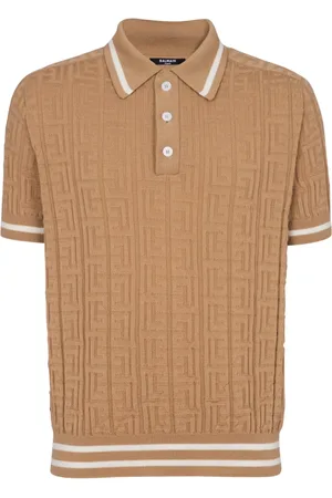 Balmain Topp, Herr, M, PB Labyrinth Wool Polo Shirt