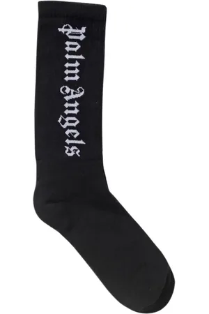 Palm Angels Underkläder, Herr, L, Bomull, Logo Crew Socks Svart Män