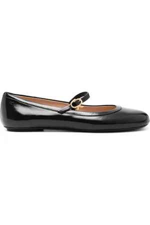 Gianvito Rossi Skor, Dam, 37 1/2 EU, Läder, Svart Lackläder Logospänne Skor