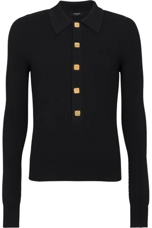 Balmain Topp, Herr, L, Ull PB knäppt polotröja