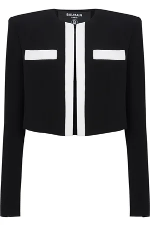 Balmain Stickade tröjor & koftor, Dam, XS, Two-tone Crepe Spencer Jacket