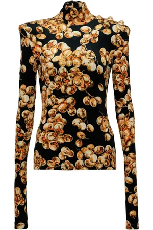 Balmain Topp, Dam, XS, Polyester, Sammetstopp med druvtryck
