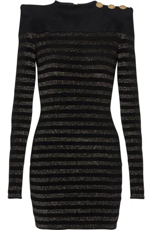 Balmain Klänning, Dam, XS, Polyester, Randig lurex jersey klänning