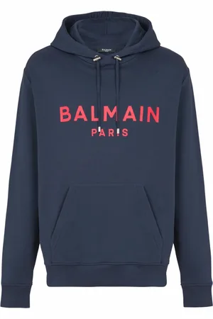 Balmain Sweatshirts & Hoodies, Herr, XL, Bomull, Tryckt Paris huvtröja