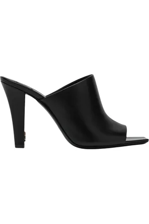 Saint Laurent Skor, Dam, 38 EU, Läder, Svarta Lädermules Klackar Elegant Mångsidig