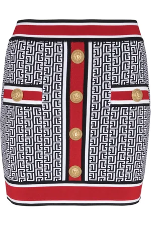 Balmain Kjol, Dam, S, Polyester, Stickad kjol med knappar