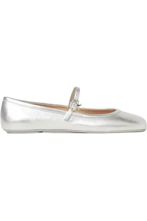 Gianvito Rossi Skor, Dam, 38 EU, Silver Metallic Mary Jane Ballet Flats