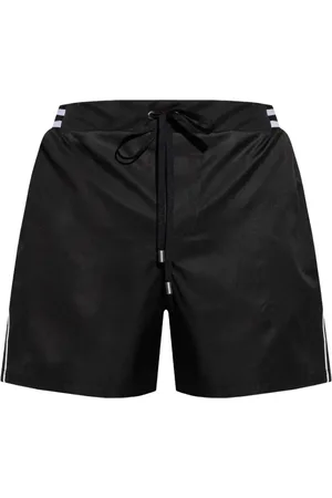 Balmain Badkläder, Herr, L, Polyester, Svarta badshorts med randig midjeband