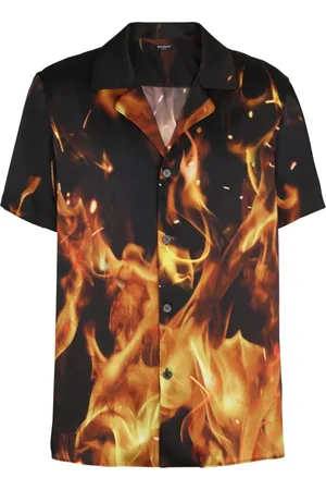Balmain Skjorta, Herr, M, Polyester, Eldtryck pyjamasstil skjorta
