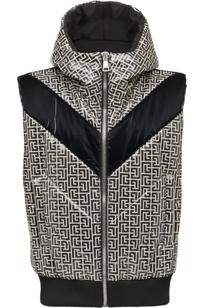 Balmain Jacka, Herr, L, Nylon, Ärmelös dunjacka med monogram