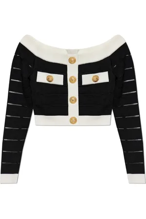 Balmain Blusar & Skjortor , Dam, S, Polyester, Knäppt Crop Top