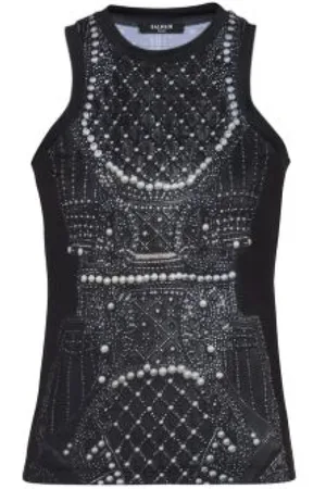 Balmain Topp, Dam, M, Färgglad Tryckt Topp för Kvinnor