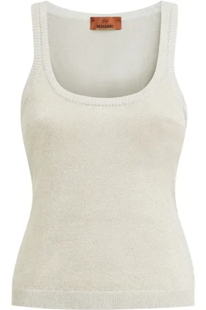Missoni Topp, Dam, M, Vit Stickad Tanktop
